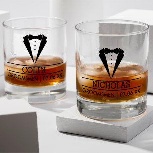 Moderner Trauzeugen Individuelle Name mit Tuxedo Whiskyglas