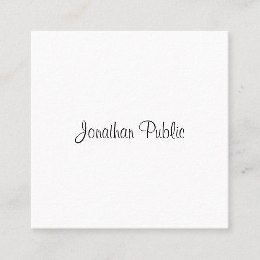 Moderner Trend zu handgeschriebenen Skriptnamen Quadratische Visitenkarte (Vorderseite)