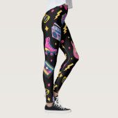 Moderner trendiger 80er Stil Hübsch Schwarz Leggings (Rechts)