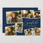 Moderner trendiger Absolvent 7 Foto Marine Abschlu Ankündigung (Vorne/Hinten)