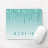 Moderner, trendiger Aquamariner Glitzer Mousepad (Mit Mouse)