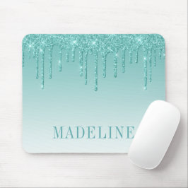 Moderner, trendiger Aquamariner Glitzer Mousepad