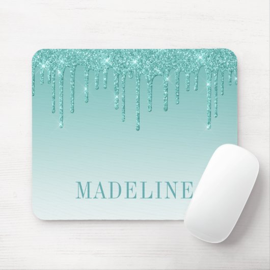 Moderner, trendiger Aquamariner Glitzer Mousepad (Mit Mouse)