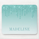Moderner, trendiger Aquamariner Glitzer Mousepad (Vorne)