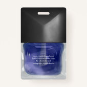 Moderner, trendiger, blauer Nagellack, Schönheitss Ausweis (Rückseite)