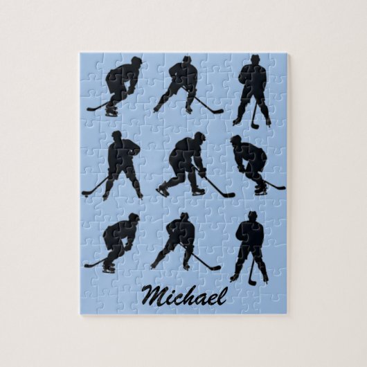 Moderner trendiger Eishockeyspieler Personalisiert Puzzle (Vertikal)