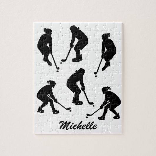 Moderner trendiger Eishockeyspieler Personalisiert Puzzle (Vertikal)