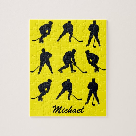 Moderner trendiger Eishockeyspieler Personalisiert Puzzle (Vertikal)