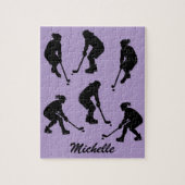 Moderner trendiger Eishockeyspieler Personalisiert Puzzle (Vertikal)