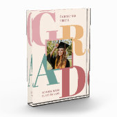 Moderner, trendiger, farbenfroher Script-Abschluss Fotoblock (Links)