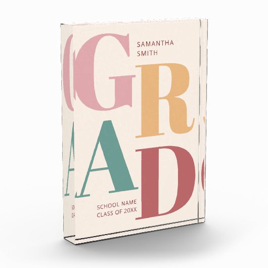 Moderner, trendiger, farbenfroher Script-Abschluss Fotoblock (Links)