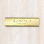 Moderner, trendiger Glam Gold Glitzer Elegante Vor Türschild (Vorderseite )