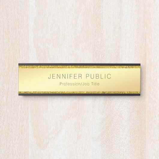 Moderner, trendiger Glam Gold Glitzer Elegante Vor Türschild (Vorderseite )
