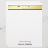 Moderner trendiger Glamour Gold Weiße Elegante Vor Briefbogen (Vorne/Hinten)