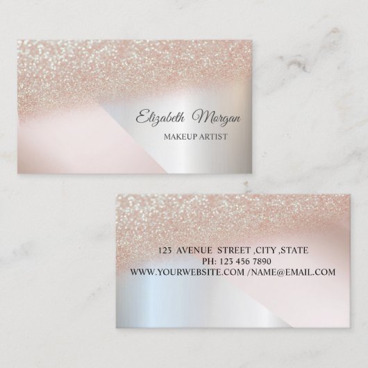 Moderner trendiger Glitzer ,Makeup Artist Visitenkarte (Vorne/Hinten)