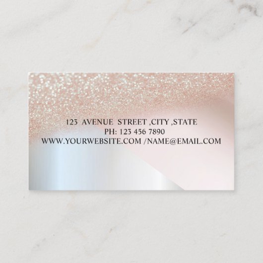 Moderner trendiger Glitzer ,Makeup Artist Visitenkarte (Rückseite)