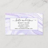 Moderner, trendiger Lila Marmor Visitenkarte (Rückseite)