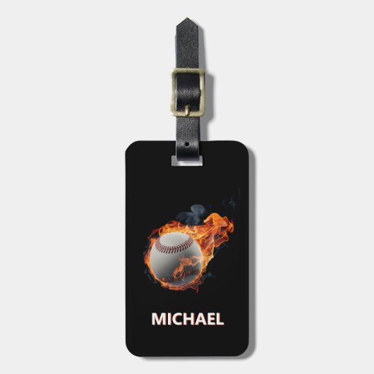 Moderner, trendiger Personalisierter Baseballball  Gepäckanhänger (Vorderseite vertikal)