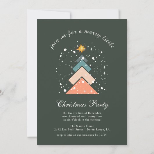 Moderner, trendiger Schneehochbaum Feiertagskarte (Vorderseite)