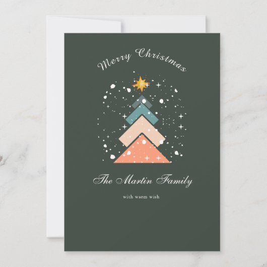 Moderner, trendiger Schneehochbaum Feiertagskarte (Vorderseite)