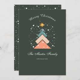 Moderner, trendiger Schneehochbaum Feiertagskarte