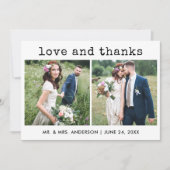 Moderner, trendiger Schreibmaschinentext Hochzeit  Dankeskarte (Vorderseite)