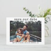Moderner, trendiger Schreibmaschinentext Unser Dat Save The Date (Stehend Vorderseite)