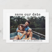 Moderner, trendiger Schreibmaschinentext Unser Dat Save The Date (Vorne/Hinten)