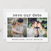 Moderner, trendiger Schreibmaschinentext Unser Dat Save The Date (Vorderseite)