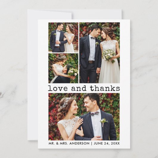 Moderner, trendiger Schreibtisch Hochzeit 4 Foto Dankeskarte (Vorderseite)