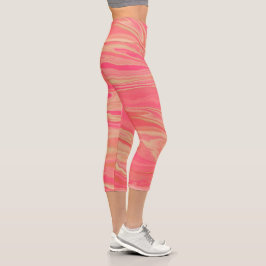 Moderner, trendiger Stil, gelb und rosa Capri Leggings