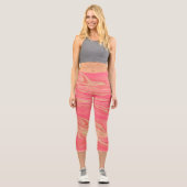Moderner, trendiger Stil, gelb und rosa Capri Leggings (Vorderseite)