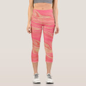 Moderner, trendiger Stil, gelb und rosa Capri Leggings (Vorderseite)