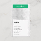 Moderner, trendiger, stylischer grüner Diagonalstr Visitenkarte (Vorderseite)