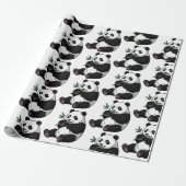 Moderner Trendiger Süßer Panda Bär Mit Grünem Bamb Geschenkpapier (Ungerollt)