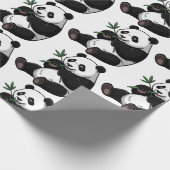 Moderner Trendiger Süßer Panda Bär Mit Grünem Bamb Geschenkpapier (Ecke)