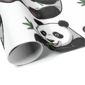 Moderner Trendiger Süßer Panda Bär Mit Grünem Bamb Geschenkpapier (Rolleneckpunkt)