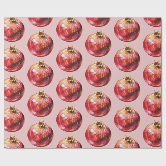 Moderner trendiger Wasserfarbe-Frucht Granatapfel Geschenkpapier (Flach)