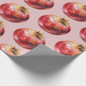 Moderner trendiger Wasserfarbe-Frucht Granatapfel Geschenkpapier (Ecke)