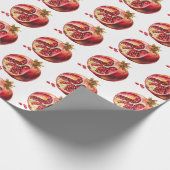 Moderner trendiger Wasserfarben-Frucht Granatapfel Geschenkpapier (Ecke)