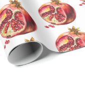 Moderner trendiger Wasserfarben-Frucht Granatapfel Geschenkpapier (Rolleneckpunkt)