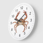 Moderner trendiger Watercolor Crab Summer Beach Große Wanduhr (Winkel)