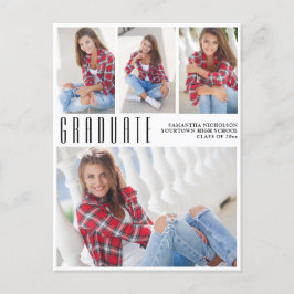 Moderner, trendiger Weißer Abschluss 4 FotoCollage Einladungspostkarte