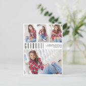 Moderner, trendiger Weißer Abschluss 4 FotoCollage Einladungspostkarte (Stehend Vorderseite)