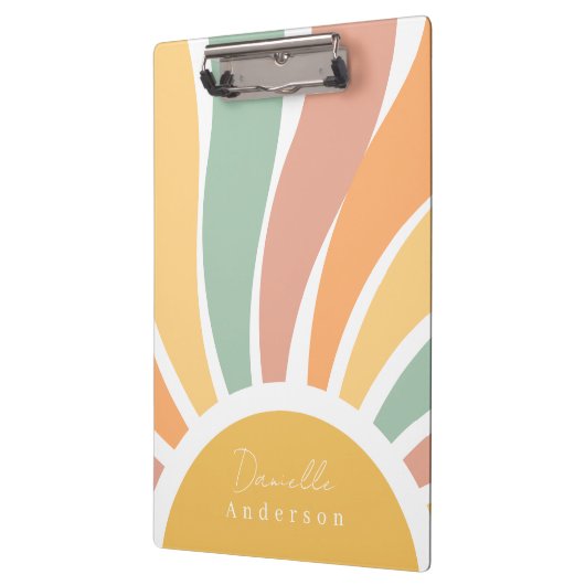 Moderner, trendiger, weißer Retro-Regenbogen Klemmbrett (Links)