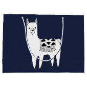 Moderner Trendschwarz-weißer Lama Große Geschenktüte (Rückseite)