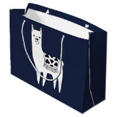 Moderner Trendschwarz-weißer Lama Große Geschenktüte (Rückseite Schrägansicht)