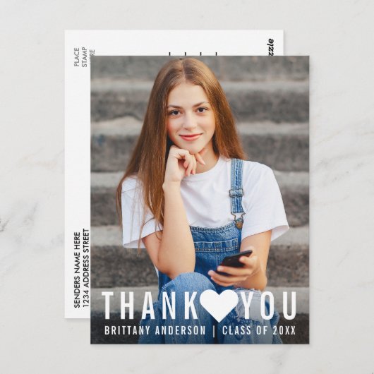 Moderner trendy Abschluss Vielen Dank Postkarte (Vorne/Hinten)