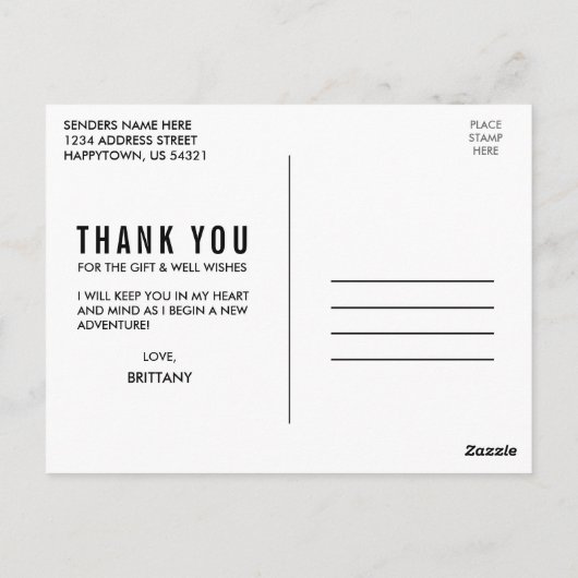 Moderner trendy Abschluss Vielen Dank Postkarte (Rückseite)