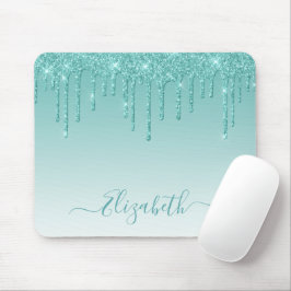 Moderner Trendy Aquamariner Glitzer Stilvolle Schr Mousepad